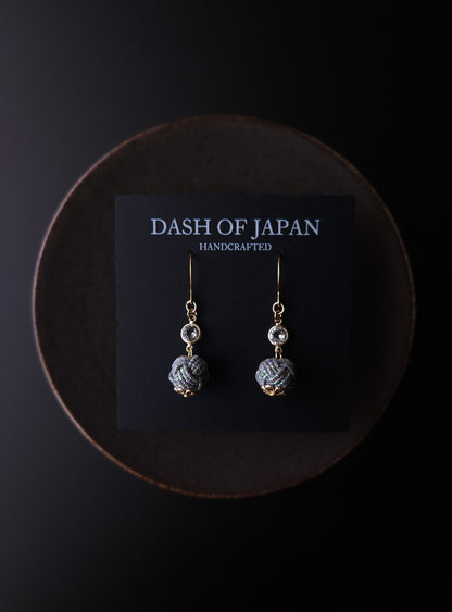 Japanese Mizuhiki Drop Earrings - Iridescent Gray