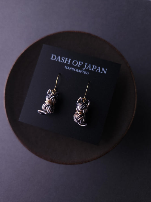 Cat  Earrings- Black and White Bicolor