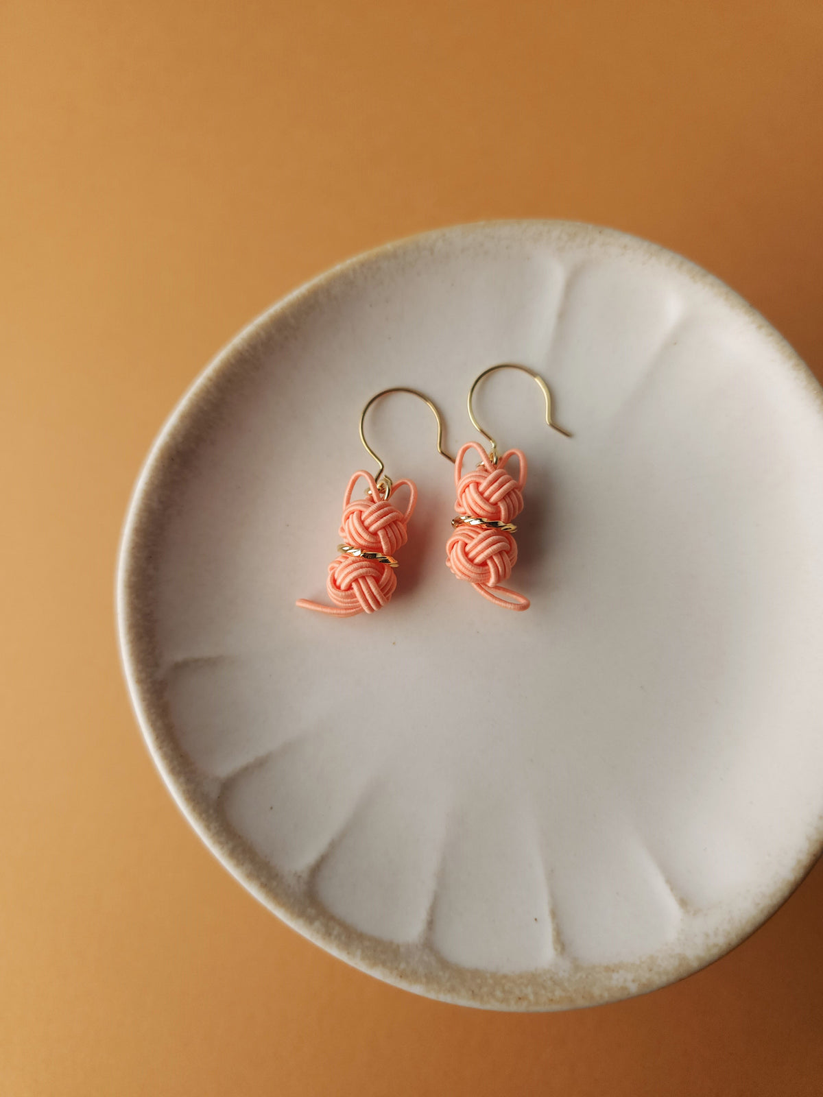 Cat Earrings  - Apricot Orange