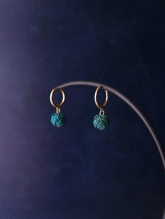 Huggie Hoop Drop Earrings - Metallic Teal