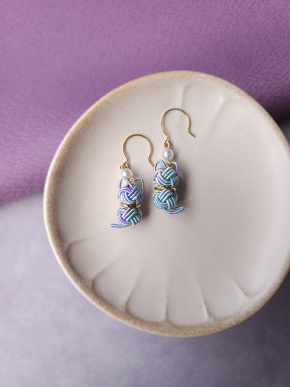 Cat Earrings - Hydrangea Blue