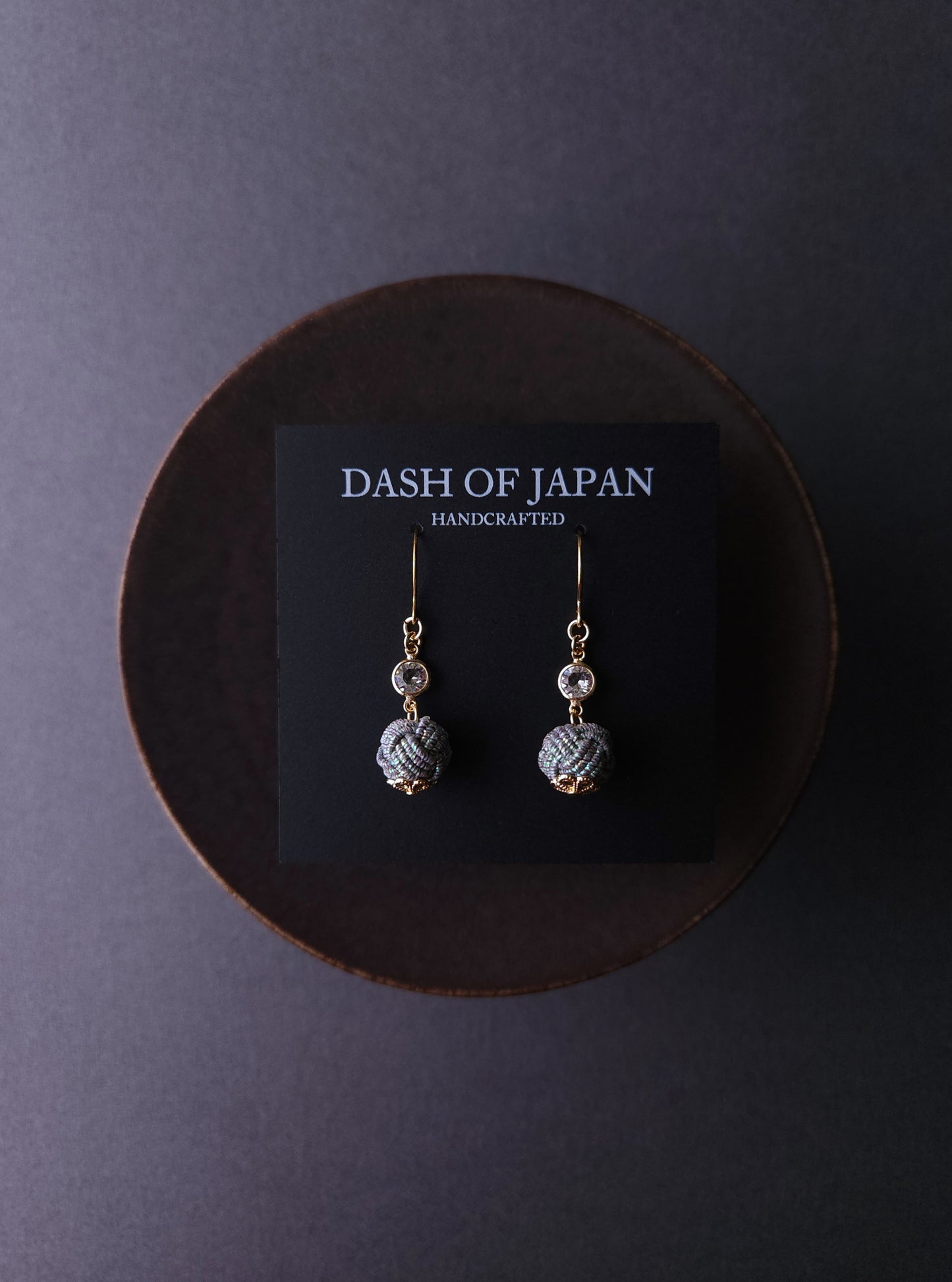 Japanese Mizuhiki Drop Earrings - Iridescent Gray