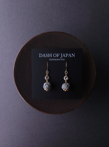 Japanese Mizuhiki Drop Earrings - Iridescent Gray