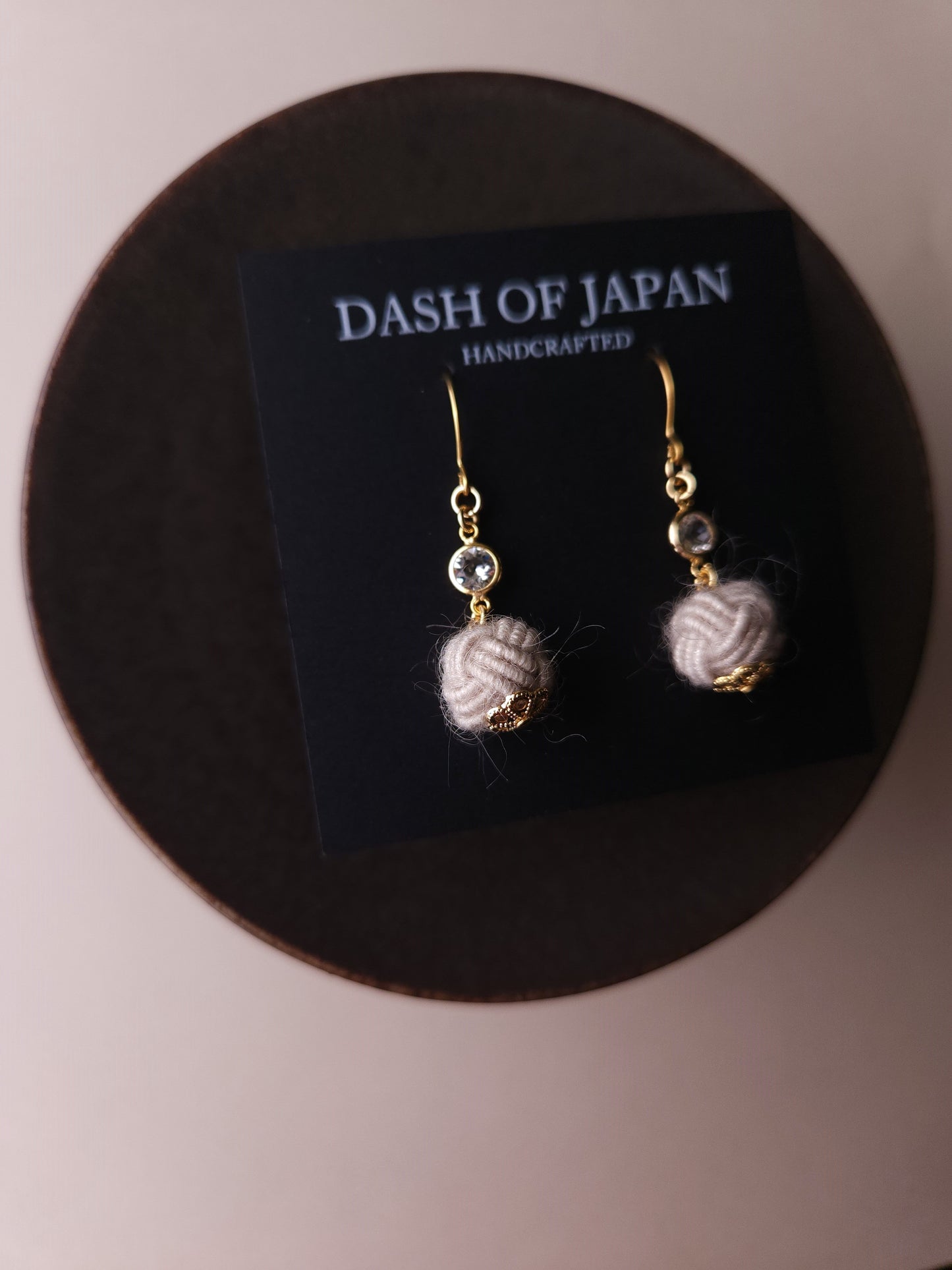 Japanese Mizuhiki Drop Earrings - Fluffy Warm Gray