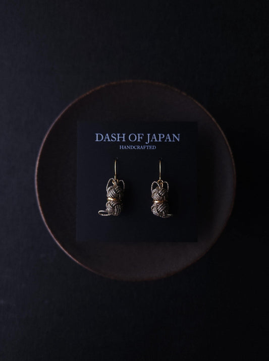 Cat Earrings  - Black Gold