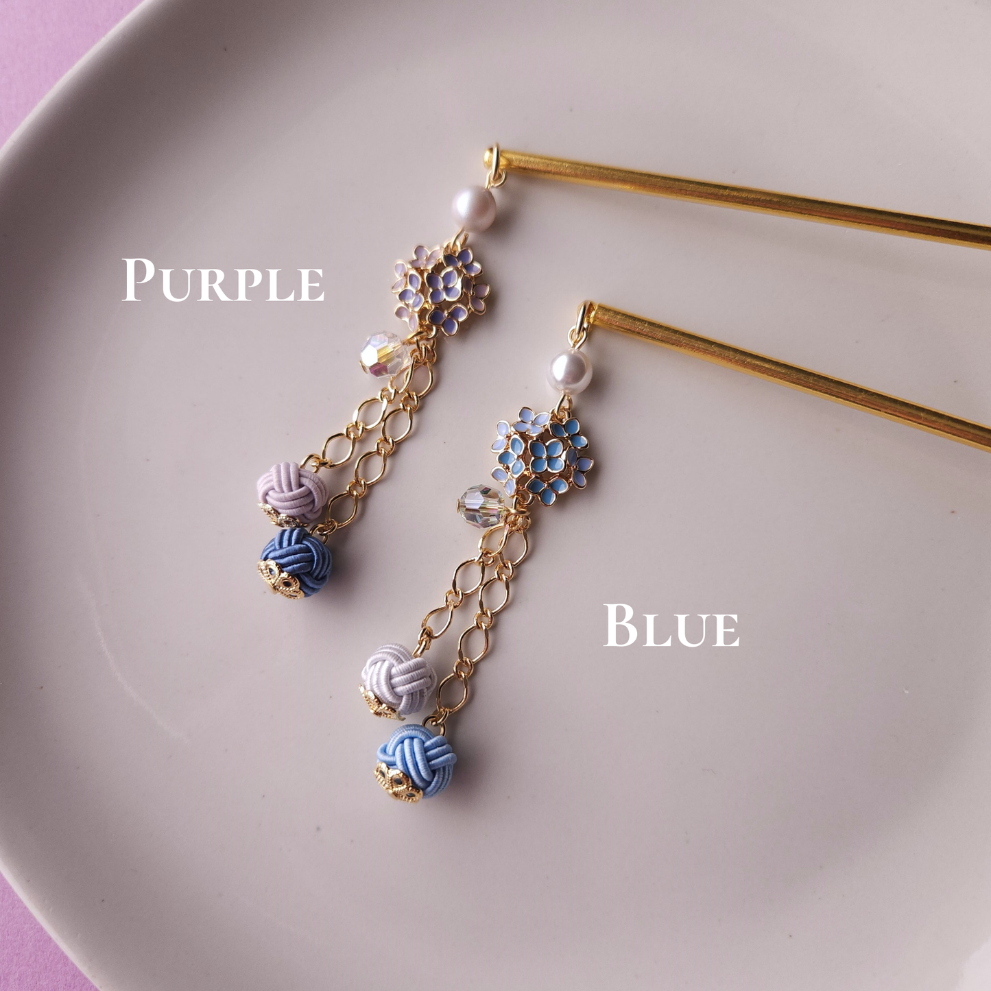 Ajisai Kanzashi - Blue & Purple