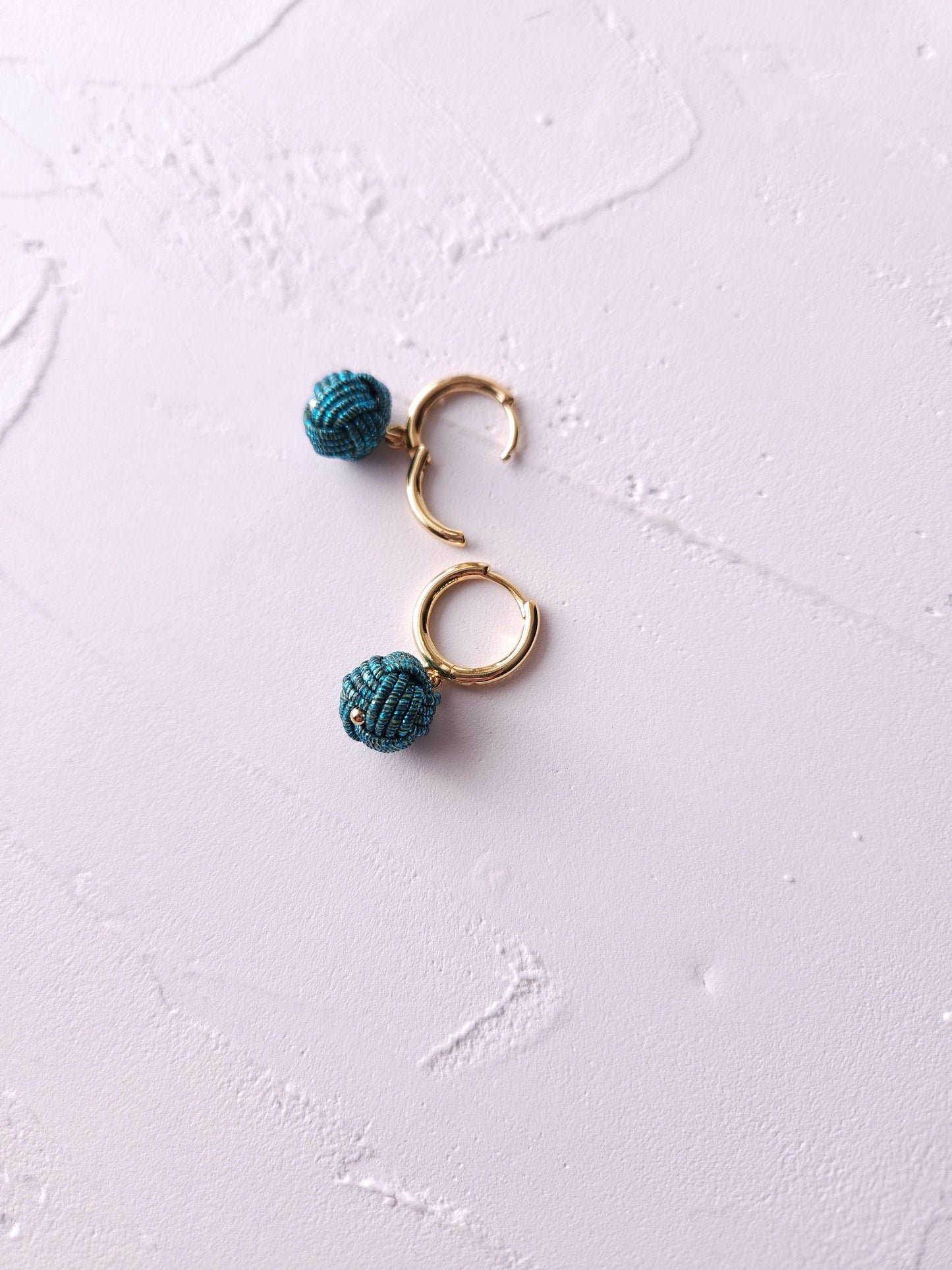 Huggie Hoop Drop Earrings - Metallic Teal