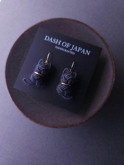 Fluffy Cat Earrings - Charcoal Gray