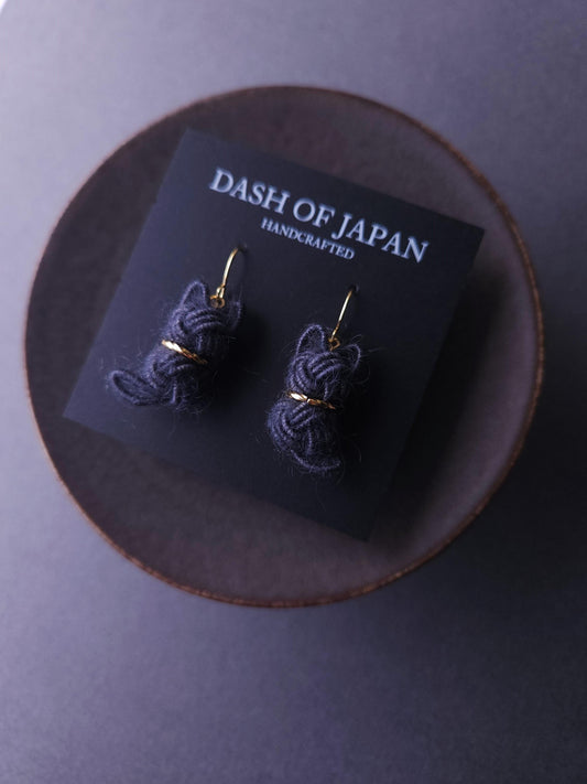 Fluffy Cat Earrings - Charcoal Gray