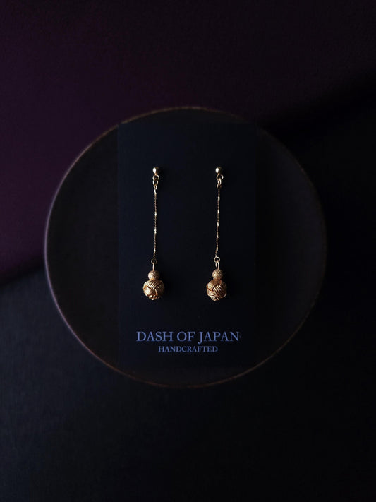 Long Drop Earrings - Metallic Gold