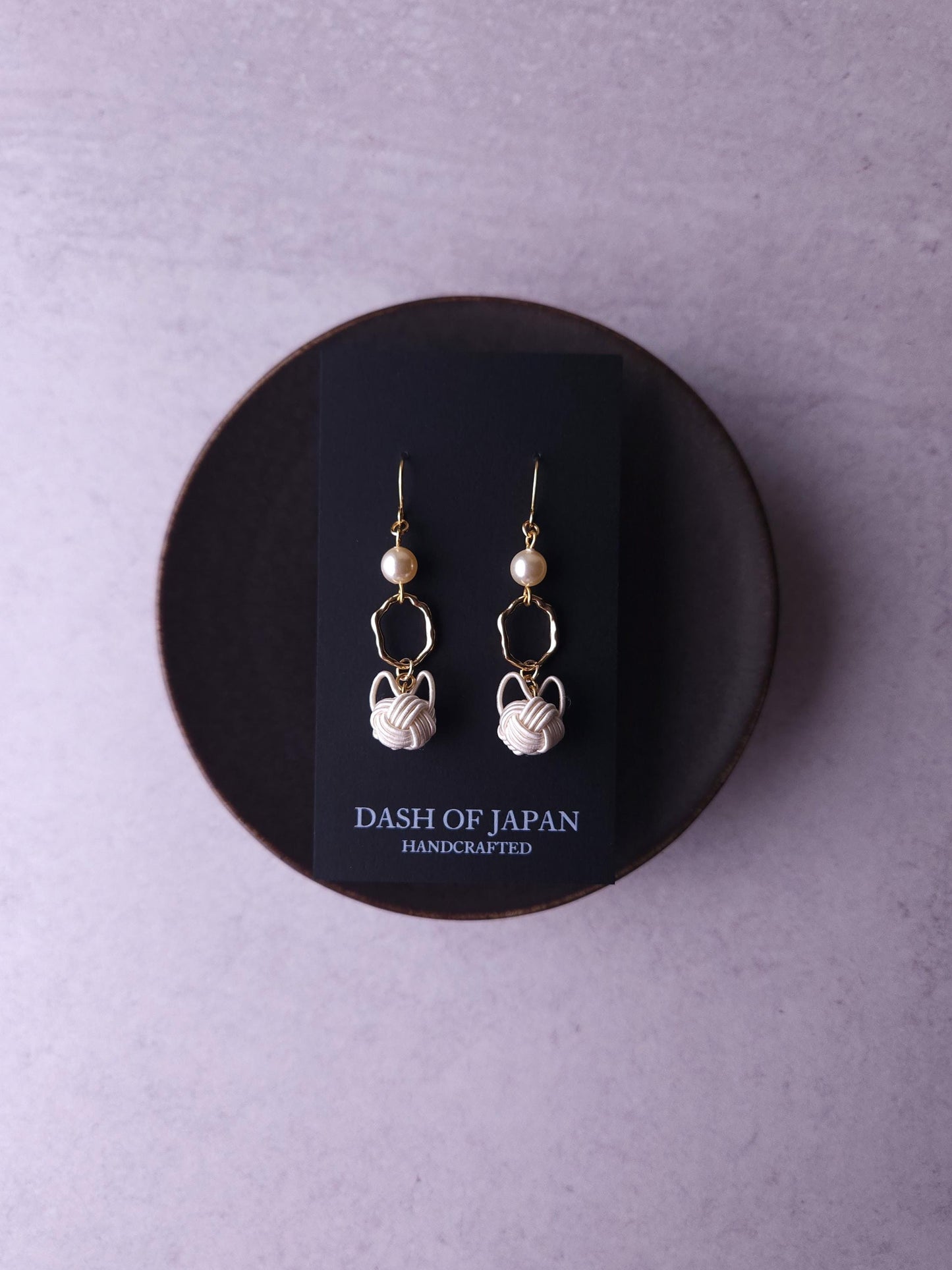 Cat Pearl Drop Earrings- White