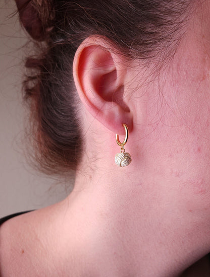 Huggie Hoop Drop Earrings - Metallic Teal
