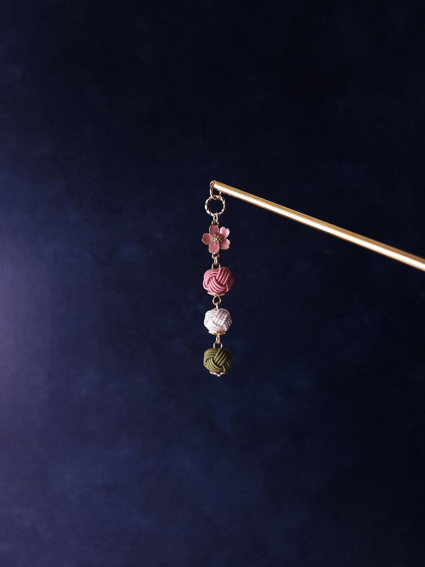 Kanzashi Hair Stick - Dusty Pink White Green