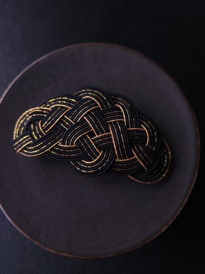 Hair Barrette - Black and Gold
