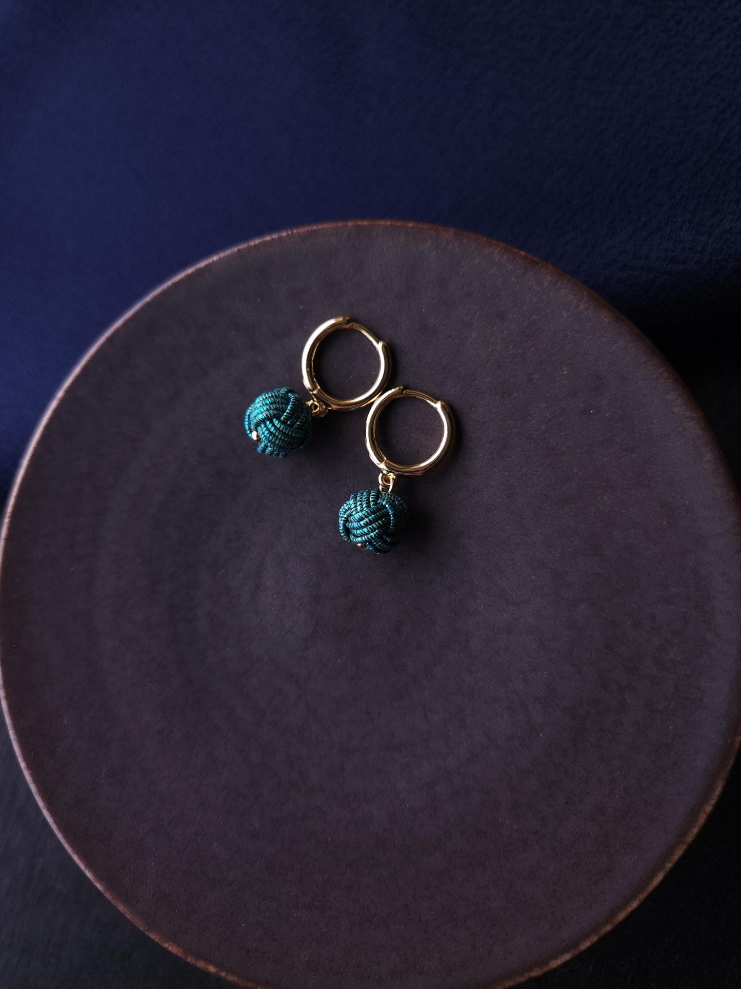 Huggie Hoop Drop Earrings - Metallic Teal