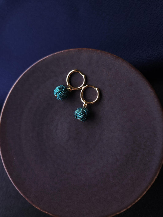 Huggie Hoop Drop Earrings - Metallic Teal