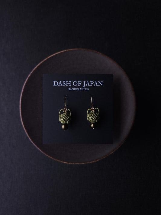 Cat Head Earrings - Olive Green
